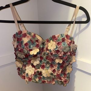 Strapless 3D flower top